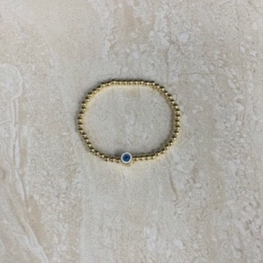 Gold Beads Blue and White Evil Eye